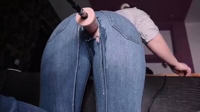 Machine Dick through her Jeans makes Mom Cream so Hard - nvdvid.com