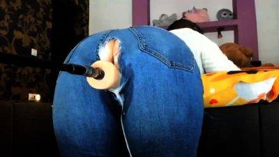 MILF in Ripped Jeans Fucks Machine Dick - drtuber.com