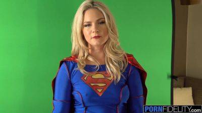 Watch this blonde MILF cosplay as a super girl and take it deep in her ass - sexu.com